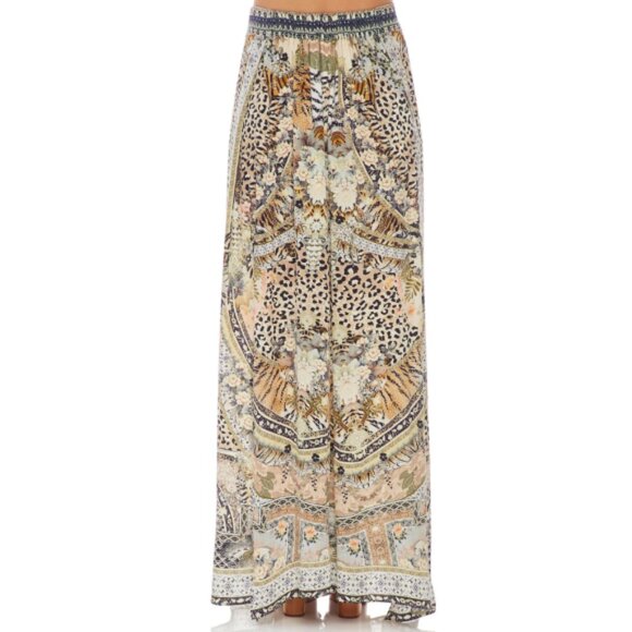 Camilla 'Moto Maiko' Elastic Waist Split-Detail Silk Maxi-Skirt, Multicolor - Picture 5 of 6